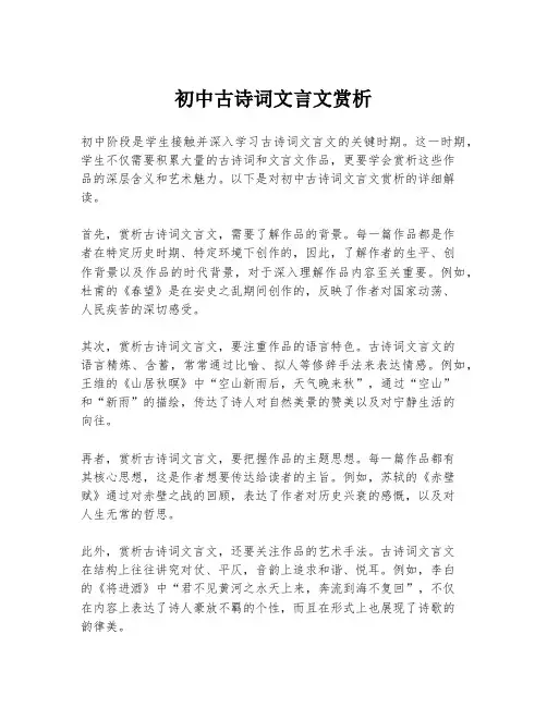 初中古诗词文言文赏析