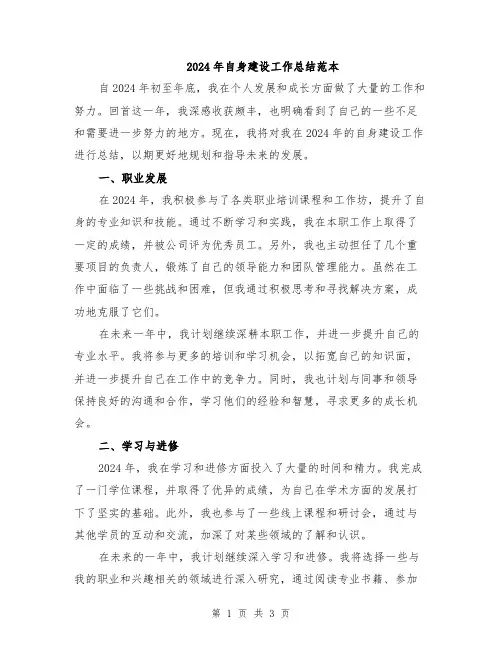 2024年自身建设工作总结范本