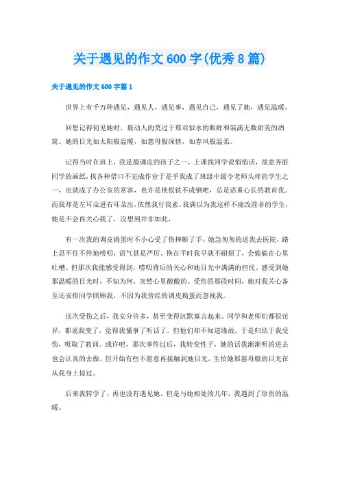 关于遇见的作文600字(优秀8篇)