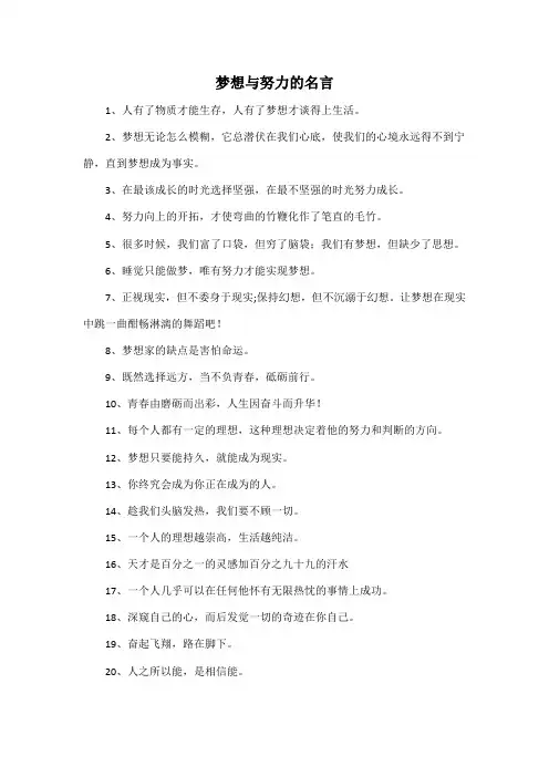 梦想与努力的名言