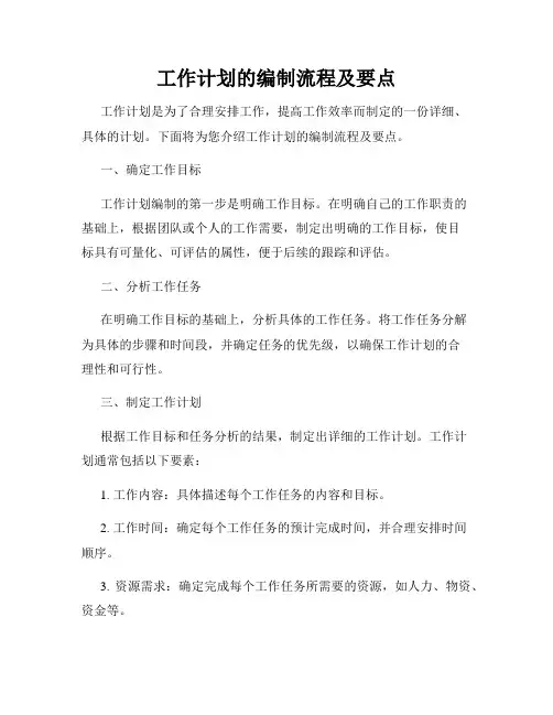 工作计划的编制流程及要点