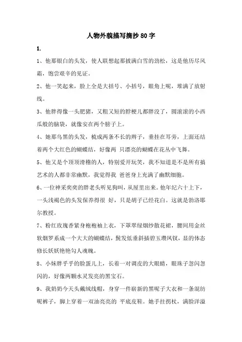 人物外貌描写摘抄80字