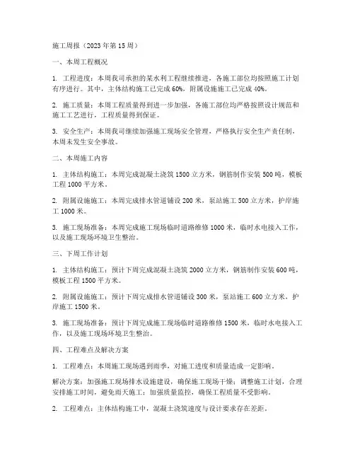 水利工程施工周报