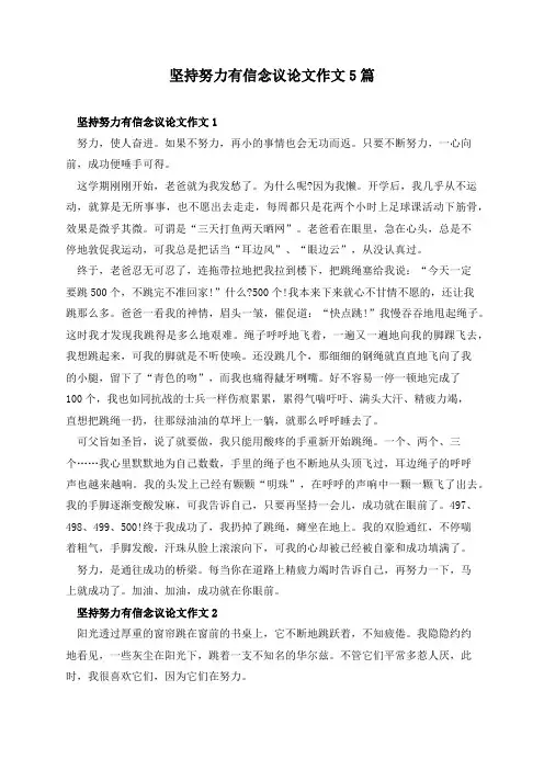 坚持努力有信念议论文作文5篇