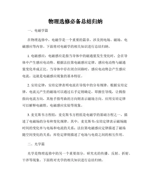 物理选修必备总结归纳