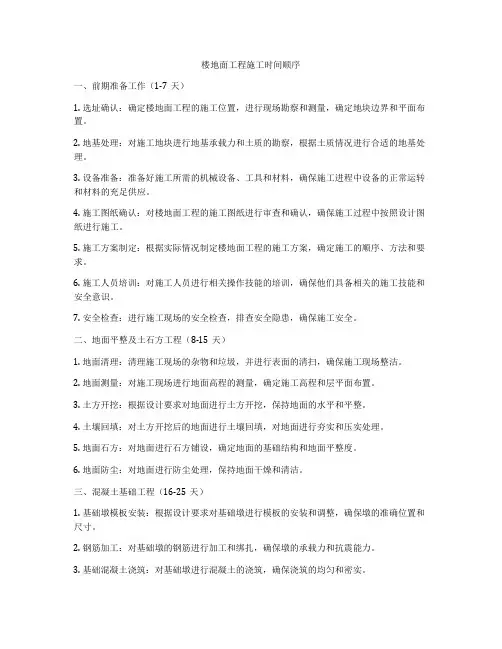楼地面工程施工时间顺序