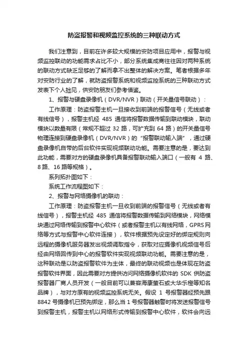 防盗报警和视频监控系统的三种联动方式