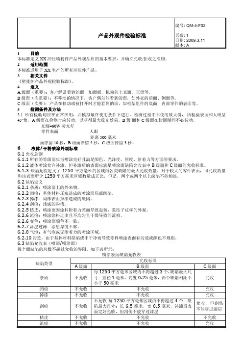 喷粉件检验标准