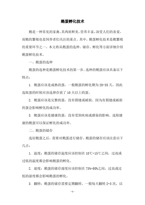 鹅蛋孵化技术