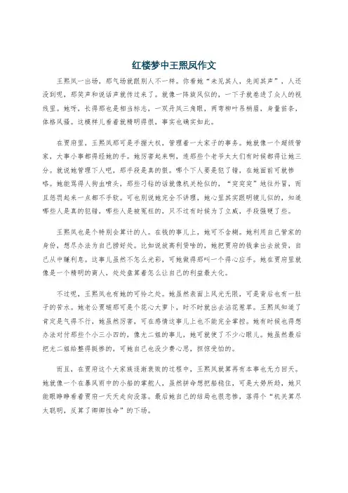 红楼梦中王熙凤作文