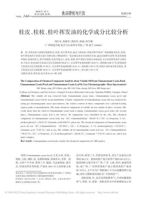 桂皮_桂枝_桂叶挥发油的化学成分比较分析