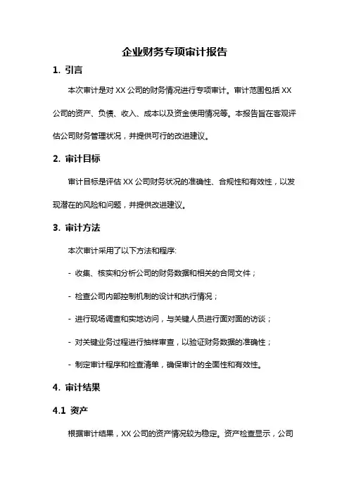 企业财务专项审计报告