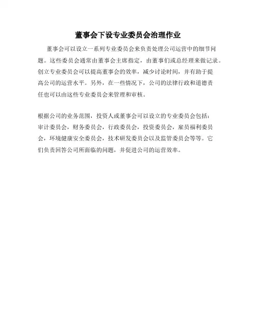 董事会下设专业委员会治理作业