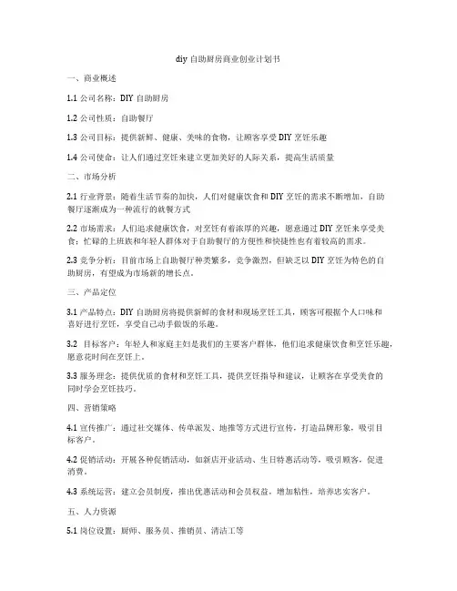 diy自助厨房商业创业计划书