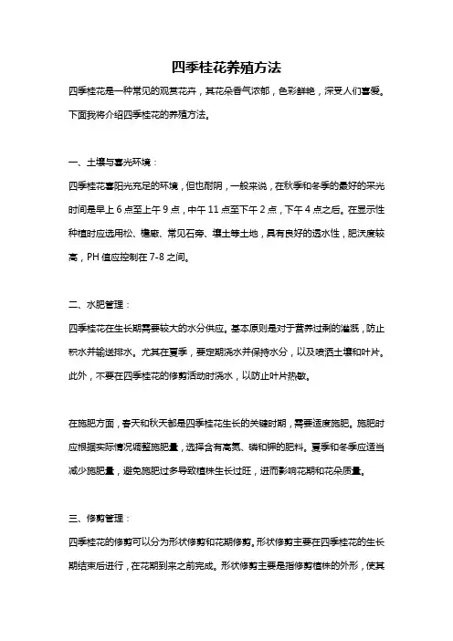 四季桂花养殖方法