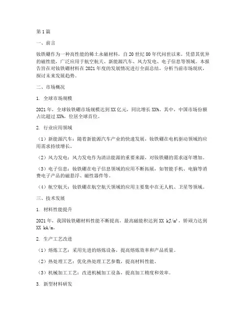 钕铁硼年度总结报告(3篇)