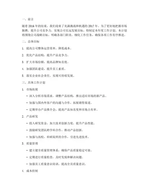 17年的工作计划