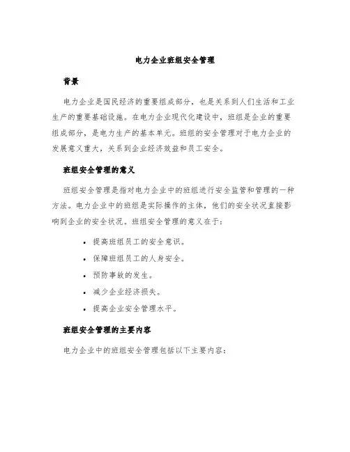 电力企业班组安全管理