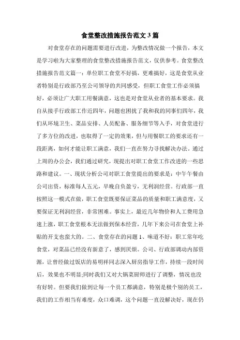 食堂整改措施报告范文3篇