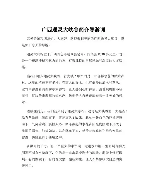 广西通灵大峡谷简介导游词