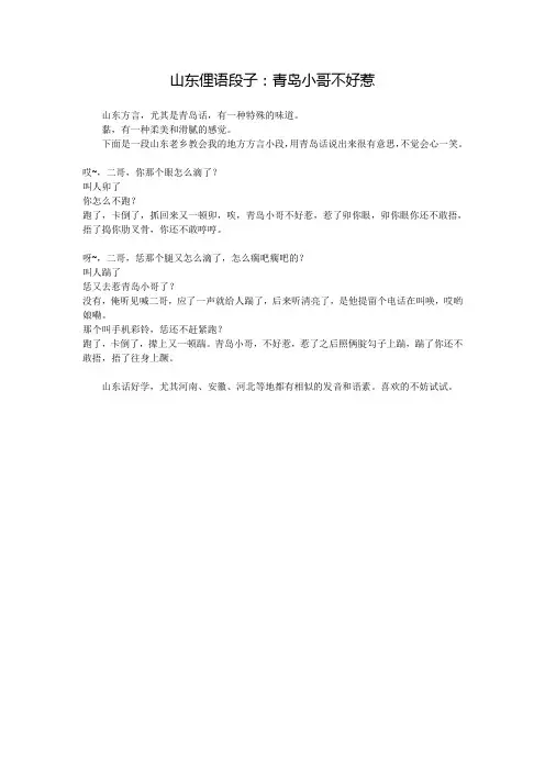 山东俚语段子：青岛小哥不好惹