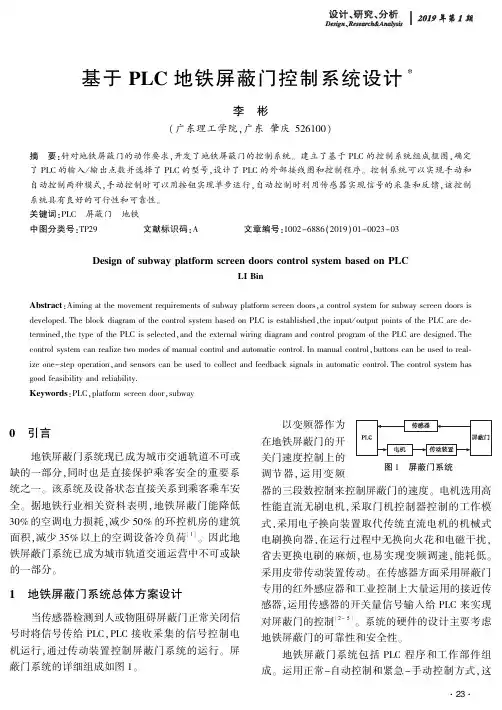 基于PLC地铁屏蔽门控制系统设计