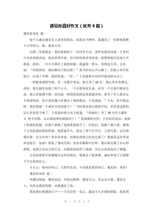遇见你真好作文(优秀9篇)