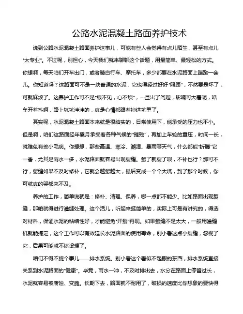 公路水泥混凝土路面养护技术