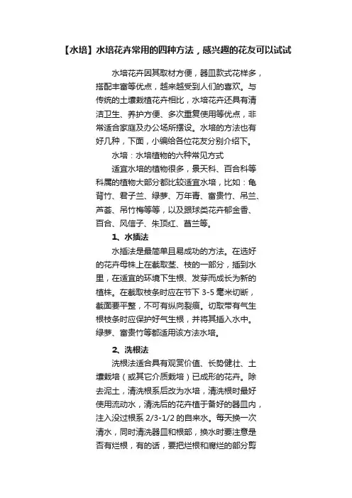 【水培】水培花卉常用的四种方法，感兴趣的花友可以试试