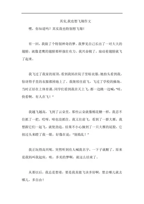 其实,我也想飞翔作文