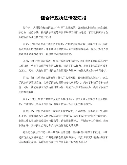 综合行政执法情况汇报