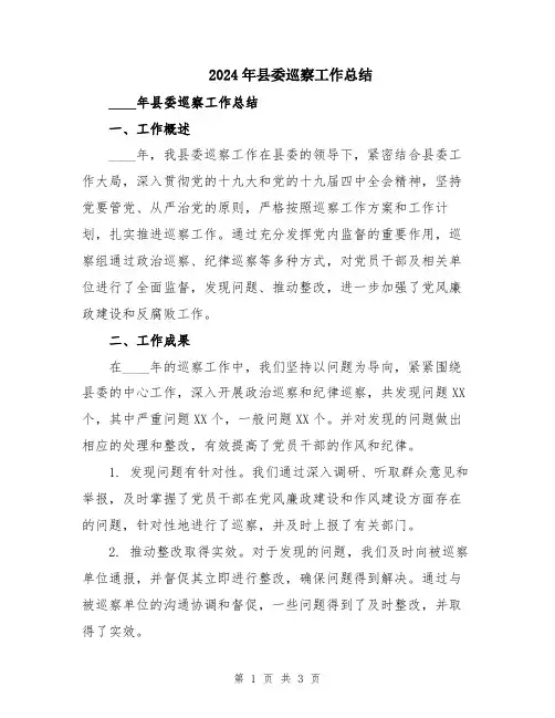 2024年县委巡察工作总结