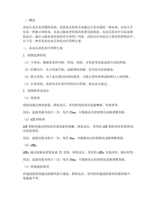 高血压西医治疗药物方案