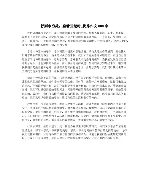 行到水穷处,坐看云起时_优秀作文800字