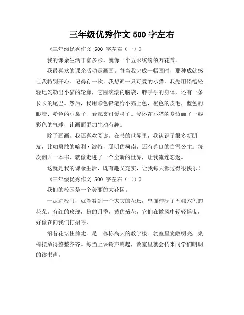 三年级优秀作文500字左右