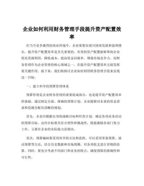 企业如何利用财务管理手段提升资产配置效率