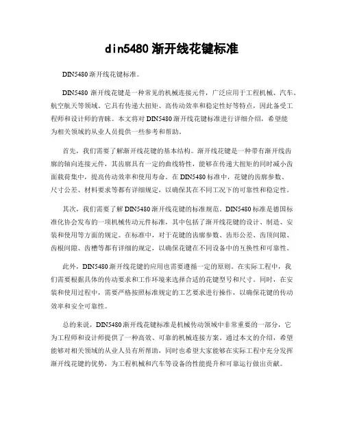 din5480渐开线花键标准