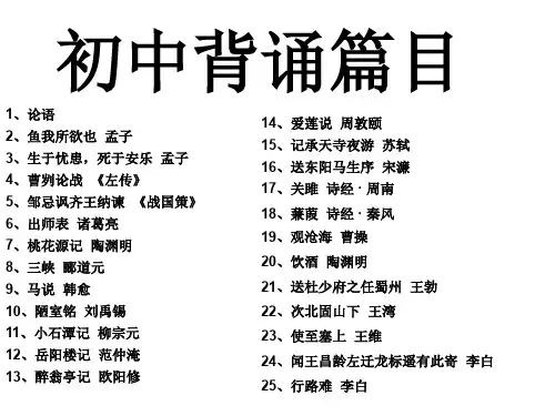 初中高中语文高考必背篇目精选课件PPT