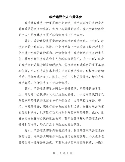 政治建设个人心得体会