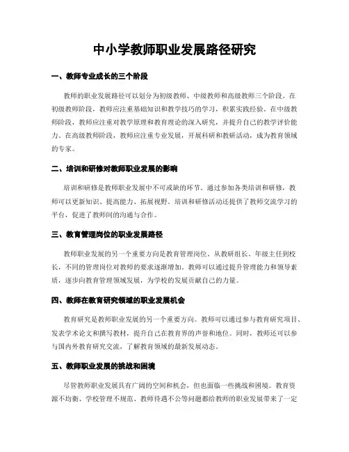 中小学教师职业发展路径研究