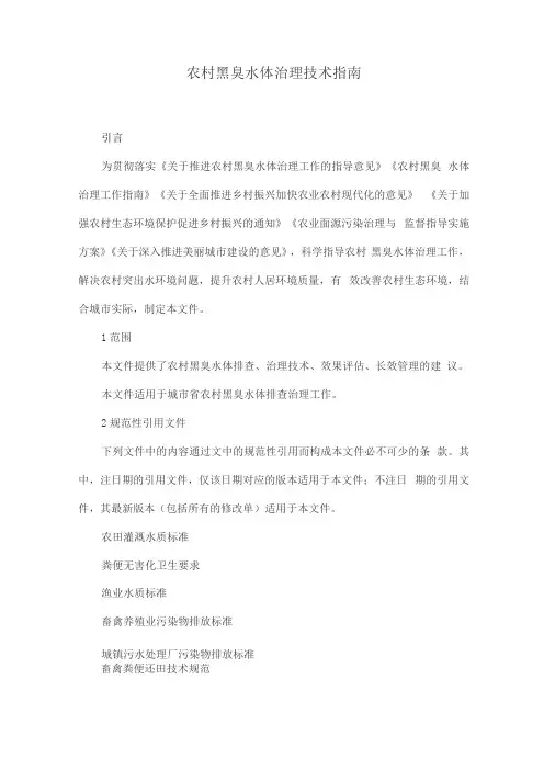 农村黑臭水体治理技术指南