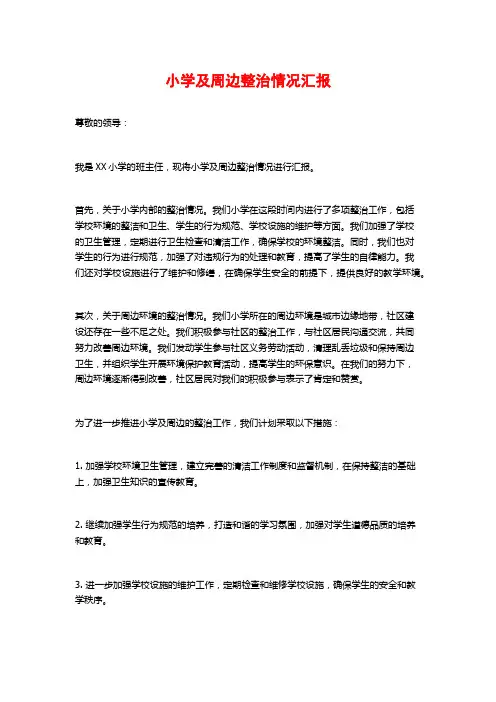 小学及周边整治情况汇报