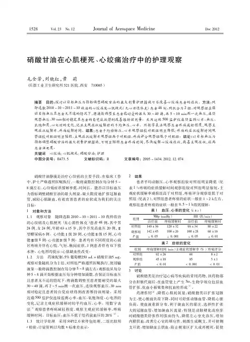 硝酸甘油在心肌梗死_心绞痛治疗中的护理观察
