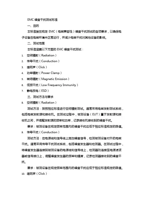 emc 噪音干扰测试标准