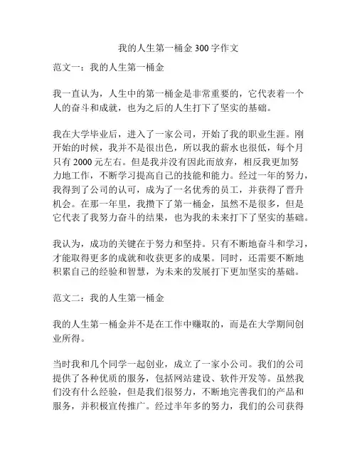 我的人生第一桶金300字作文