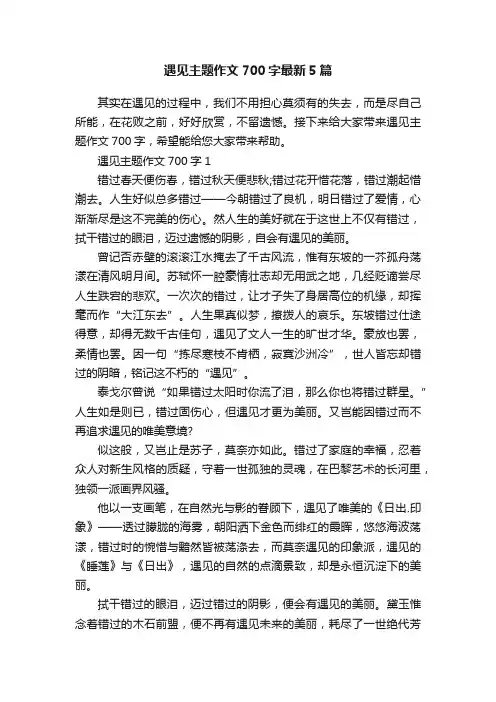 遇见主题作文700字最新5篇