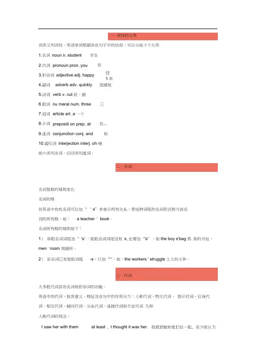 (完整版)英语十大词性及其详细讲解(20201018184652)