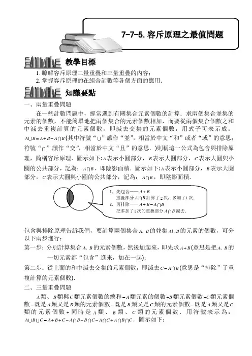 (小学奥数)容斥原理之最值问题