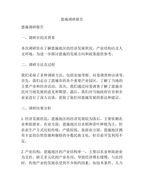恩施调研报告