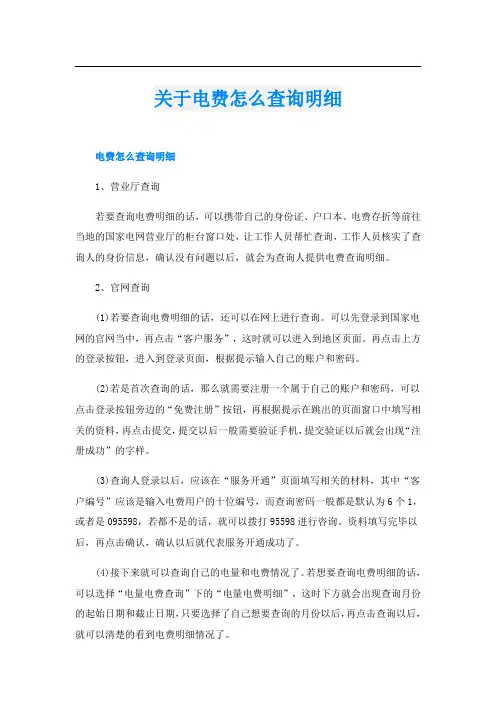 关于电费怎么查询明细